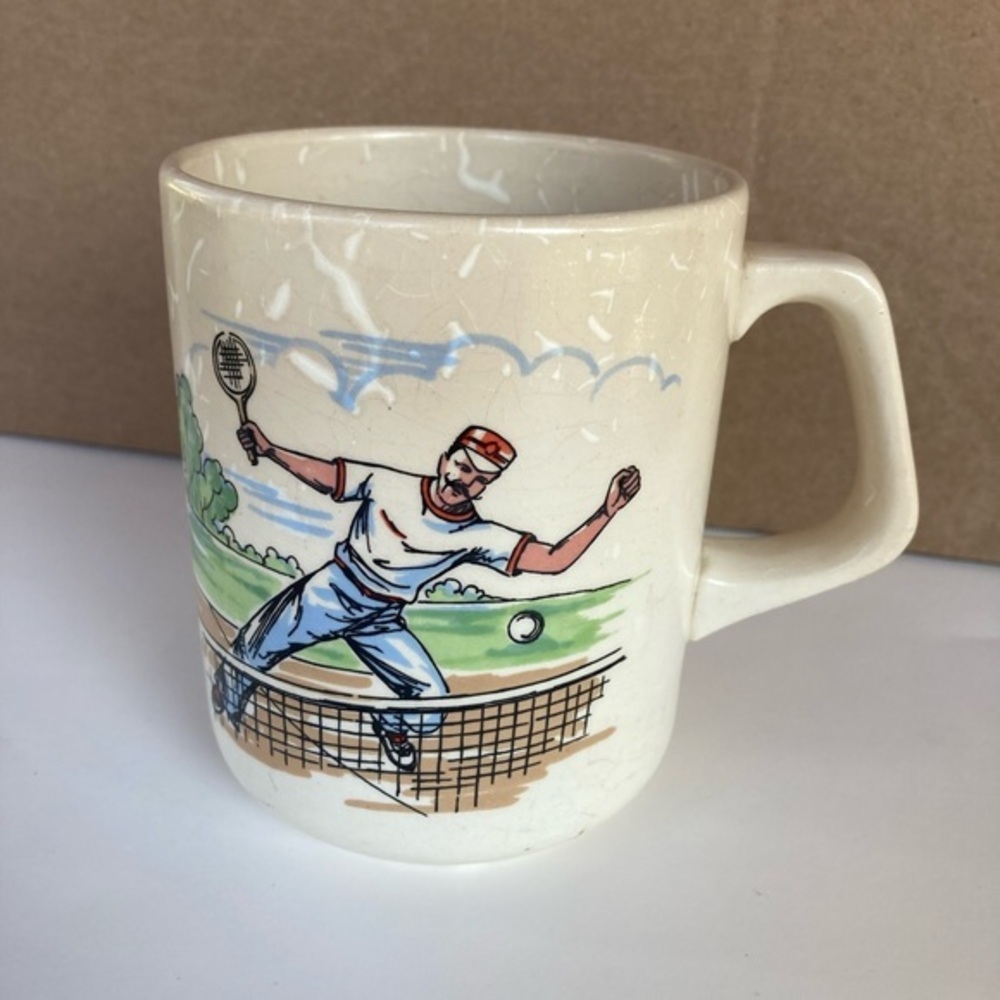 Vtg Tennis Player & Weightlifter Handmade In Portugal SADO FTD Oversize Mug 18oz